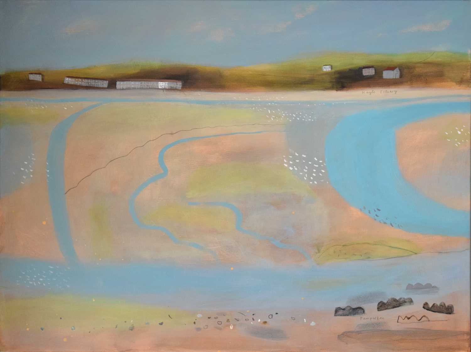 Lot 457 - Elaine Pamphilon, (b.1948) - Oil on canvas - 'Hayle Estuary'