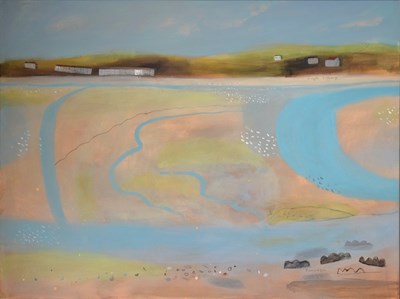 Lot 457 - Elaine Pamphilon, (b.1948) - Oil on canvas - 'Hayle Estuary'