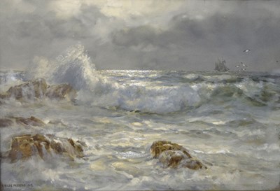 Lot 636 - Arthur Wilde Parsons (British, 1854-1931) - Watercolour heightened in white- Coastal scene