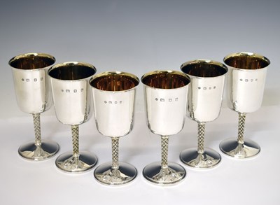 Lot 174 - Asprey - Set of six Elizabeth II silver goblets designed by Anthony Elson