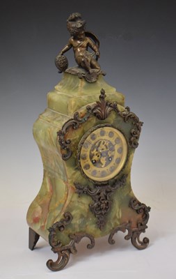 Lot 586 - Late 19th century French green onyx mantel clock - Samuel Marti