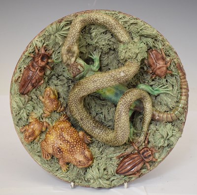 Lot 544 - Portuguese Palissy style plate