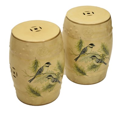 Lot 526 - Pair of late 20th century pottery garden seats