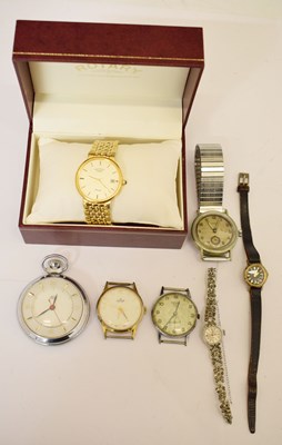 Lot 119 - Assorted wristwatches including plated Rotary, Roamer, Smiths pocket watch etc