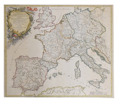 Lot 605 - Didier Robert de Vaugondy (1723-1786) - Hand coloured map of Western Europe, 1752