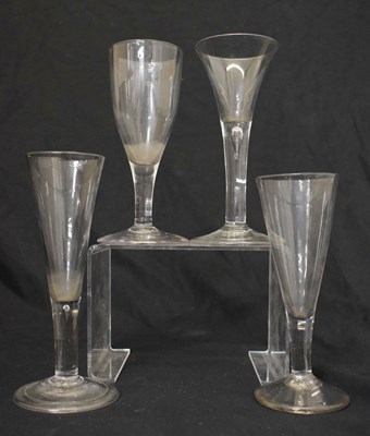 Lot 444 - Four 18th century and later plain stem drinking glasses