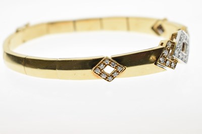 Lot 69 - Diamond 18ct yellow and white gold suite comprising necklace, bracelet, and earrings