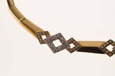 Lot 69 - Diamond 18ct yellow and white gold suite comprising necklace, bracelet, and earrings