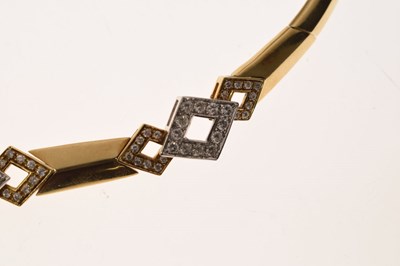 Lot 69 - Diamond 18ct yellow and white gold suite comprising necklace, bracelet, and earrings