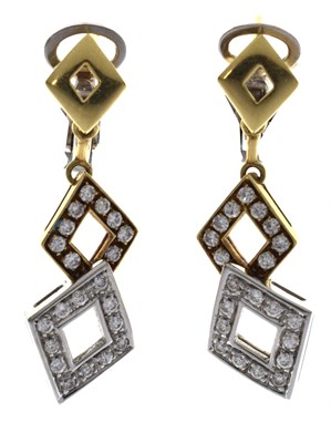 Lot 69 - Diamond 18ct yellow and white gold suite comprising necklace, bracelet, and earrings