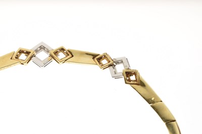 Lot 69 - Diamond 18ct yellow and white gold suite comprising necklace, bracelet, and earrings