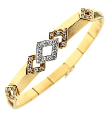 Lot 69 - Diamond 18ct yellow and white gold suite comprising necklace, bracelet, and earrings