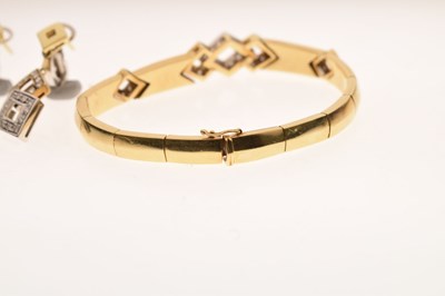 Lot 69 - Diamond 18ct yellow and white gold suite comprising necklace, bracelet, and earrings