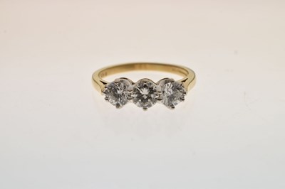 Lot 1 - Three stone diamond 18ct gold ring