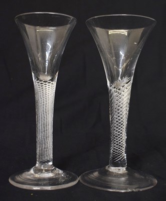 Lot 464 - Two trumpet bowl wine glasses