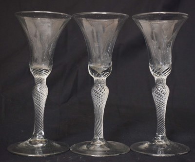 Lot 407 - Three wine or cordial glasses