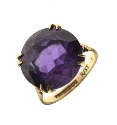 Lot 17 - Synthetic purple sapphire 9ct gold ring