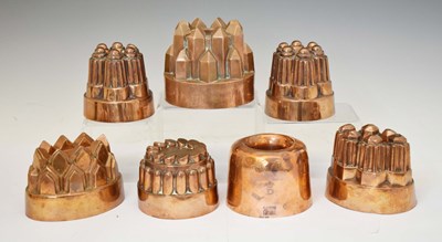 Lot 251 - Seven Victorian copper jelly moulds - To include Benham & Froud example