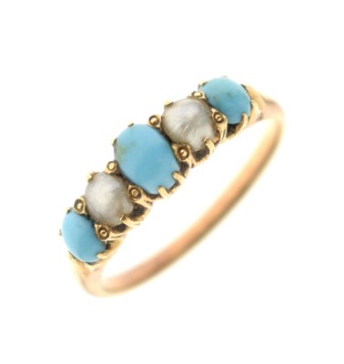 Lot 23 - Turquoise and seed pearl five-stone ring