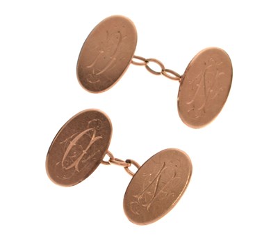 Lot 82 - Pair of 9ct rose gold cufflinks