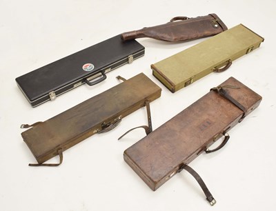 Lot 330 - Four fitted gun cases together with a leg of mutton gun case
