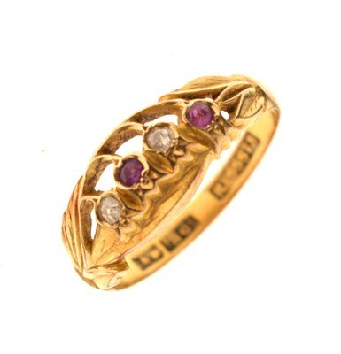 Lot 19 - Early 20th century ruby and diamond 18ct gold ring