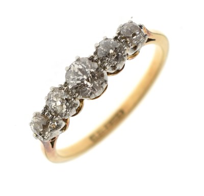 Lot 5 - Five-stone diamond ring, stamped 18ct Plat