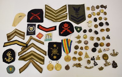 Lot 332 - Three British First World War Victory medals and military-related items