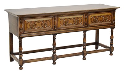 Lot 749 - Reproduction low dresser in late 17th century geometric style