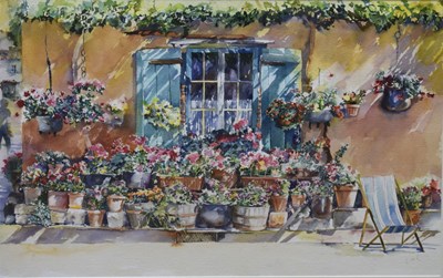 Lot 627 - Annette Kane (b.1955) - Watercolour - Flower pots