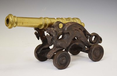 Lot 252 - Bronze alloy and iron folly cannon