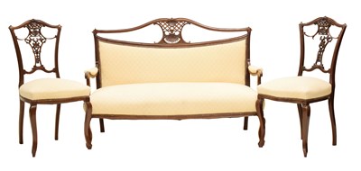 Lot 609 - Edwardian mahogany parlour suite