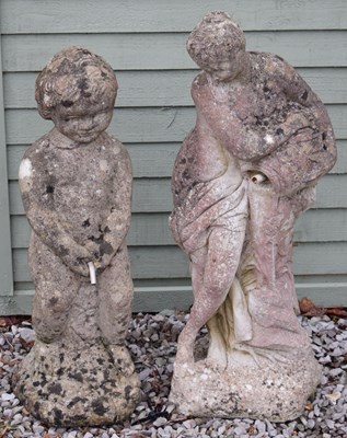 Lot 658 - Two composition stone garden statues or water features