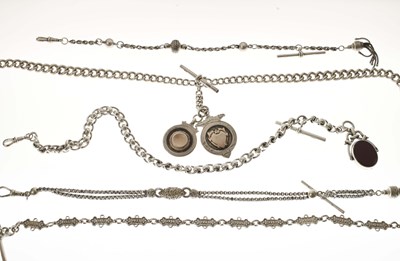 Lot 162 - Five silver watch Albert chains