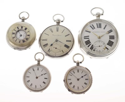 Lot 132 - Early Victorian silver open face pocket watch and four other silver examples