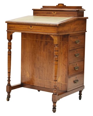 Lot 771 - Late Victorian inlaid walnut Davenport