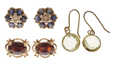 Lot 78 - Three pairs of gem-set earrings