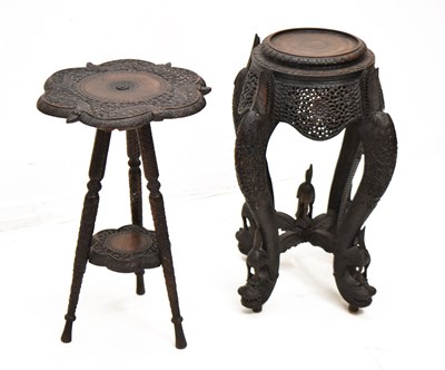 Lot 579 - Late 19th century Burmese plant or vase stand and Eastern side table