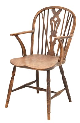 Lot 760 - Late Victorian ash, elm and fruitwood low hoop back Windsor chair