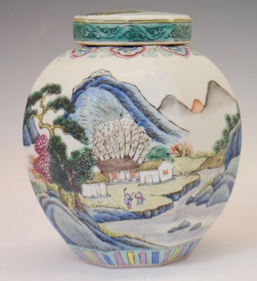 Lot 552 - Chinese porcelain octagonal ginger jar and cover