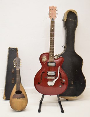 Lot 335 - 1960s semi-hollow electric guitar, and a mandolin