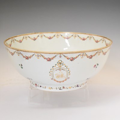 Lot 498 - Chinese Canton Famille Rose porcelain punchbowl