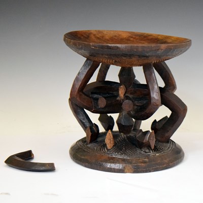 Lot 380 - African carved wooden stool, Igbo, Awka region, Nigeria