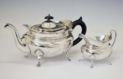 Lot 184 - George V silver teapot and milk jug