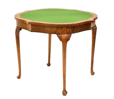Lot 744 - Early 20th century figured walnut fold-over serpentine card table
