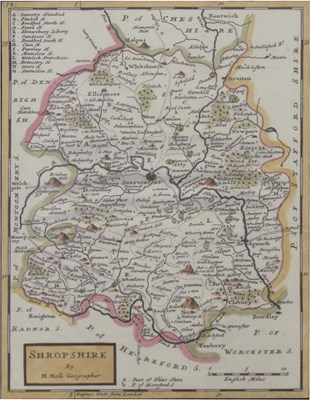 Lot 602 - Herman Moll, (c.1654-1732) - 19th century map of Shropshire