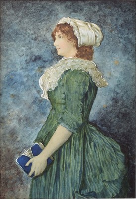 Lot 526 - Oswald Fleuss (Late 19th / Early 20th century) - Watercolour - Portrait of a young woman