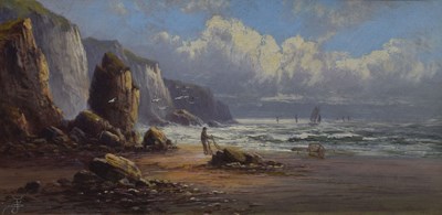Lot 414 - Sidney Yates Johnson (British, fl. 1890-1926) - Oil on canvas - Coastal scene
