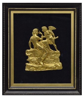 Lot 252 - Early 19th century gilt metal relief plaque - Cupid and Psyche