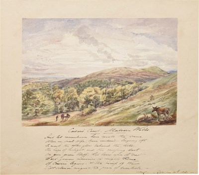 Lot 680 - 19th century school - Watercolour and verse - Caesar's Camp, Malvern Wells